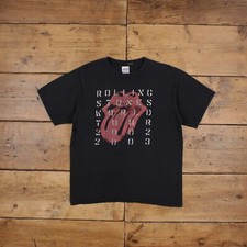 Vintage Graphic T Shirt M Anvil Rolling Stones 02 World Tour Black Tee