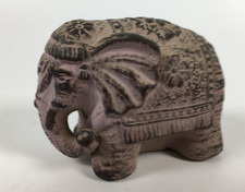 Vintage Art Pottery Small Decorated Indian Elephant Figure 4” Long