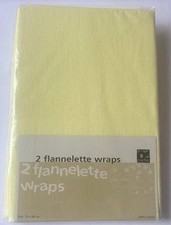 Flannelette Cot Crib Pram Wraps - 2 Pack - 70 x 90 cm - Yellow