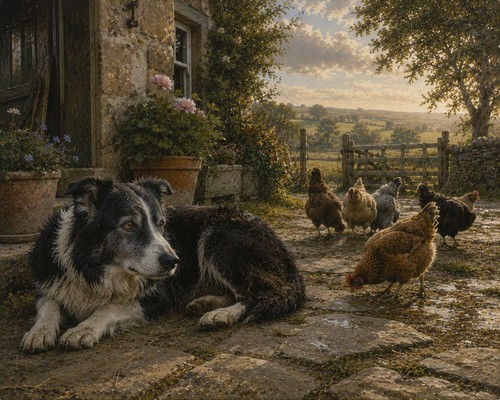 Border collie sunrise art - border,