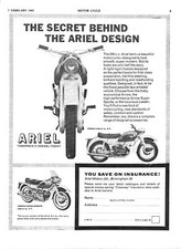 1963 Advert for ARIEL 'Arrow' 250cc Twin Motorcycles Original Print Ad Ephemera