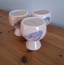 3 Round Prawn Cocktail Dishes Ceramic Pink Dish Bowl Dining Decor Cup Novelty