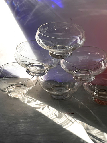 Set etched glass - a, of