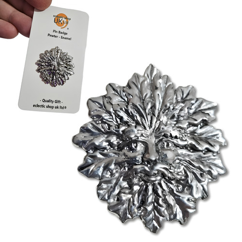 Green man pin - green, god