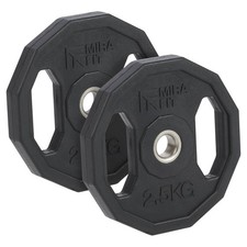 Mirafit 2 x 2.5kg 1" Hex Weight Lifting Plates Standard Strength Bar Discs #094