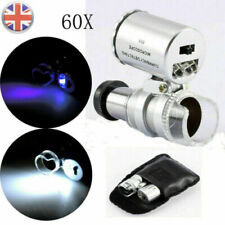 60X Pocket Magnifying Loupe Jewelers Magnifier Glass Loop Eye Coins Led UV Light