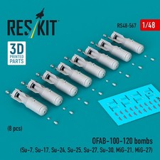 ResKit RS48-0567 1/48 OFAB-100-120 Bombs (8 pcs) Resin Soviet Aircraft Weapons