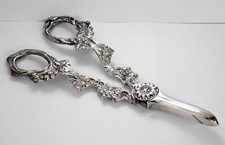 Vintage Silver Plate Grapes Shears / Scissors with Ornate Rococo Design.