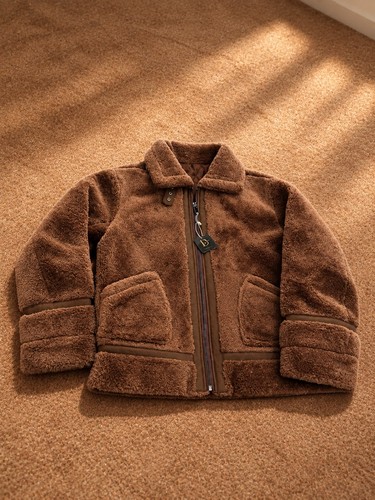 Premium brown shearling bomber - premium,