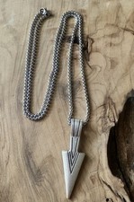 Arrow Spear Head Shape Viking Nordic Style Stainless Steel Silver Necklace