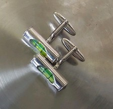 Novelty vintage cufflinks - spirit level balance - green surveyors' cufflinks