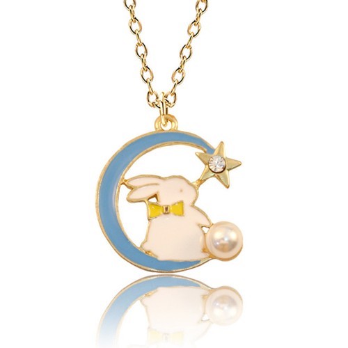 Rabbit the moon necklace - ,