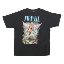 NIRVANA Mens Black XL Graphic T-Shirt Short Sleeve Crew Neck Band Print