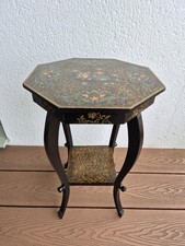 Early 20C Kashmiri Anglo Indian Lacquered & Painted Octagonal Occasional Table