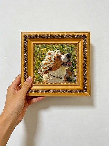 Happy corgi dog daisies - happy, meadow