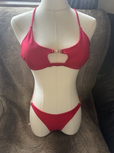 Red bikini with - with, metal