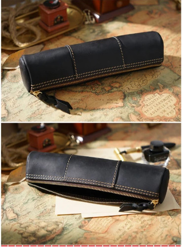 Vintage leather pencil case - vintage,