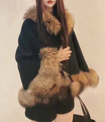 Natural raccoon fur - natural, coat