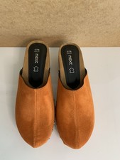 Next Copper Suede Heeled Clog Sandals Size Uk 5 New No Box