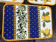 French Country Placemats Quilted Provence Olives Lemons Blue Yellow Nice Set 6