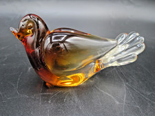 MURANO FANTAIL BIRD- AMBER  &