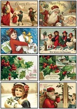 Christmas fridge magnets 8 Traditional Victorian Vintage Christmas Scenes No.1