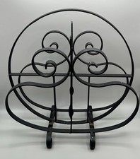 Vintage Black Wrought iron Magazine Paper Storage Rack Country Cottage