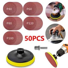 50Pcs Sanding Disc Kit Hook & Loop 125mm Attachment Drill Grinder Backing Pad UK