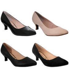 Womens Wide Fit Court Shoes-Casual Formal Work Classic Ladies Low Kitten Heel