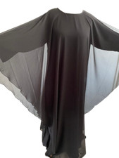 Ladies Butterfly Chiffon Nida Plain Abaya/Jilbab/Farasha Black 52,54,56,58 (F04)