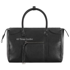 Holdall Black Leather Weekend Bag Outdoor Duffel Travel Gym Cow Hide Leather Bag