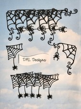 Die Cut cuts Halloween corner spider web x 12 black silhouette topper cobweb