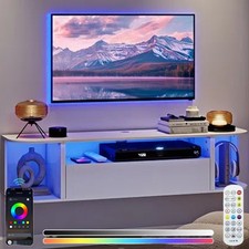 130cm Floating TV Unit Stand Modern Wall Mount Storage Cabinet with RGB Lights