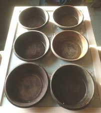 Vintage Set 6 Individual Pie Tart Baking Tins Kitchenalia 12x9x3.5 cm