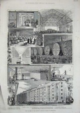 Old Antique Print 1882 Max Greger'S Cellars Southwark Warehouse Buildings 19th