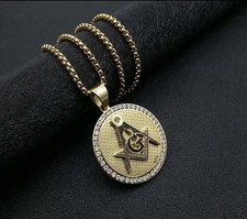 Gold Masonic Pendant Necklace Gold Plated Gift