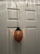 Vintage MCM C.N. BURMAN Lucite Clear Amber Grape Cluster Hanging Swag Light Lamp