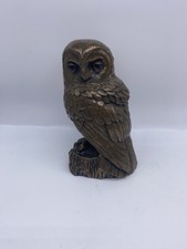 Ken Norris Bronzed Resin Owl Figurine 5” Nature Theme Birds Ornament