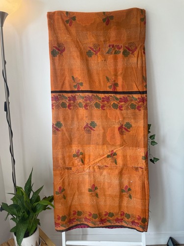 Vintage saffron kantha quilt - saffron,