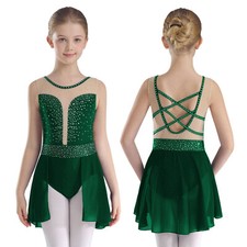 UK Kids Girls Sparkly Rhinestones Lyrical Dance Performance Competition Costume