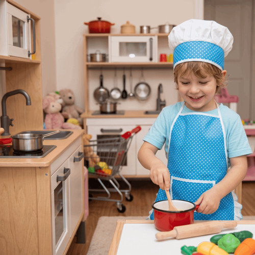 3pcs set kids apron - 3pcs/set, hat