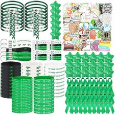 338 Pcs Mental Health Awareness Items Include Stickers, Rubber Wristbands, Br...