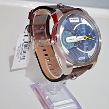 Diesel Dz7321 Mini Daddy Dual Time Leather Band Quartz Analog Watch