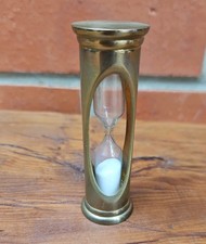 Vintage Brass 4 Minute White Sand Hourglass 3.5 Inch High 