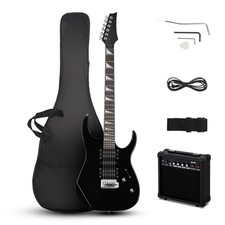 39in Electric Guitar Kit Starter Electric Guitar with 20W Amp HSH Pickups Black