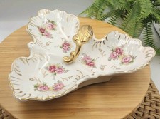 VTG JAPAN Relish Dish - Arnart - Handpainted Roses Gold Scalloped Trim / Elegant