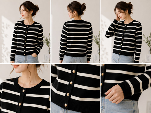 Women black white - black, striped