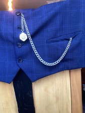 Beautiful Solid Silver Graduating Watch Chain, Football Fob. 58.6 Gms Chain 49