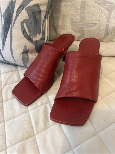 Zara mules leather red cherry - leather,