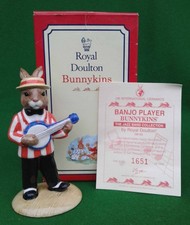 ROYAL DOULTON BANJO PLAYER BUNNYKINS  JAZZ BAND - LTD EDN, COA & BOX - DB182.